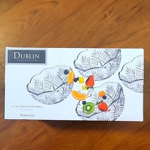 Godinger Dublin Collection set of 4 crystal dessert bowls 4 5/8" diameter New…